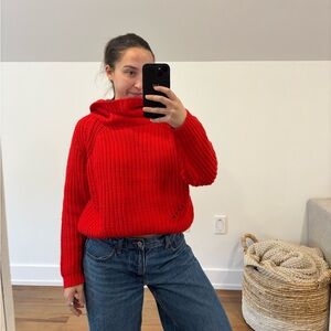 Moon & Madison Vibrant Red Cowl Neck Sweater